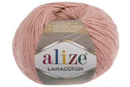 Пряжа Alize Lanacoton светло-розовый (393), 26%шерсть/26%хлопок/48%акрил, 160м, 50г