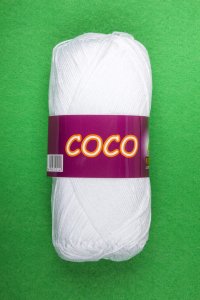 Пряжа Vita cotton Coco белый (3851), 100%мерсеризованный хлопок, 240м, 50г