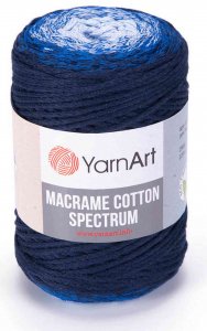 Пряжа YarnArt Macrame cotton spectrum тёмно синий-петроль-светло-голубой (1316), 85%хлопок/15%полиэстер, 225м, 250г
