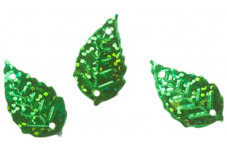 Пайетки АСТРА Листочки, зеленый/голограмма (50104), 13*25м, 10г