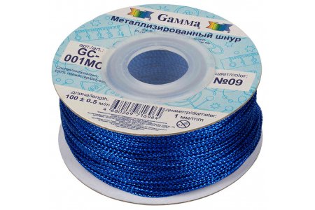 Шнур металлизированный GAMMA синий (09), 1мм, 1м