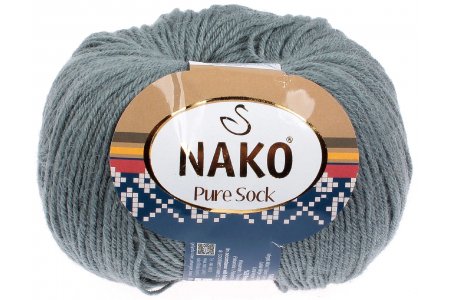 Пряжа Nako Pure wool sock серебристо-серый (11207), 70%шерсть/30%полиамид, 200м, 50г