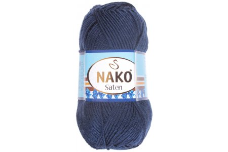 Пряжа Nako Saten темно-синий (4253), 100%микрофибра, 115м, 50г