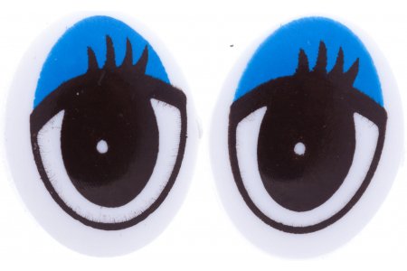Глаза для игрушек овальные, черный-синий, 10*13мм, 1пара