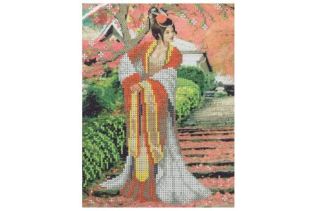 Ткань с рисунком для вышивки бисером КАРОЛИНКА Японский сад, 19*25см