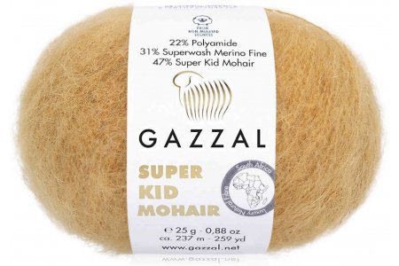 Пряжа Gazzal Super Kid Mohair светло-коричневый (64423), 31%меринос/47%супер кид мохер/22%полиамид, 237м, 25г