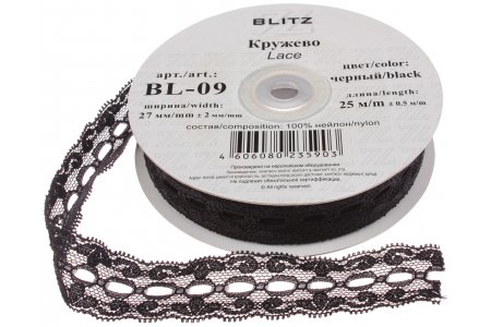 Кружево BLITZ эластичное черный, 27мм, 1м