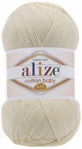 Пряжа Alize Cotton baby soft молочный (62), 50%хлопок/50%акрил, 270м, 100г