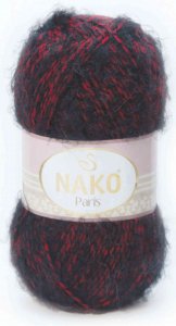 Пряжа Nako Paris красно-серый мулине (21306), 40%премиум акрил/60%полиамид, 245м, 100г