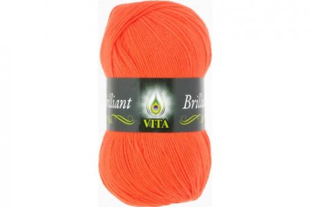 Пряжа Vita Brilliant ультраоранжевый коралл (5104), 55%акрил/45%шерсть, 380м, 100г