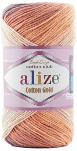 Пряжа Alize Cotton Gold Batik кремовый-рыжий-коричневый (4741), 45%акрил/55%хлопок, 330м, 100г