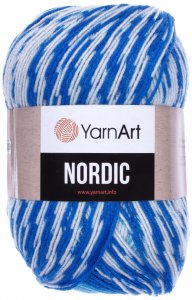 Пряжа Yarnart Nordic голубой-василек-белый (652), 20%шерсть/80%акрил, 510м, 150г