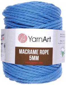 Пряжа YarnArt Macrame Rope 5mm темно-голубой (786), 60%хлопок/ 40%вискоза/полиэстер, 85м, 500г