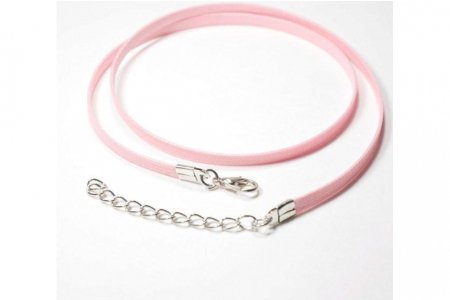 Шнурок вощеный ZLATKA с замком, плоский, розовый, 4мм, 45см