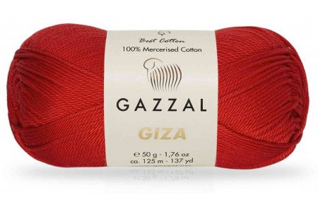 Пряжа Gazzal Giza красный (2466), 100%мерсеризованный хлопок, 125м, 50г