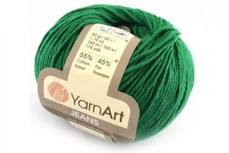 Пряжа YarnArt Jeans зеленый (52), 55%хлопок/45%акрил, 160м, 50г