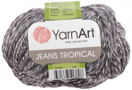 Пряжа YarnArt Jeans tropikal черно-белый (611), 55%хлопок/45%акрил, 160м, 50г