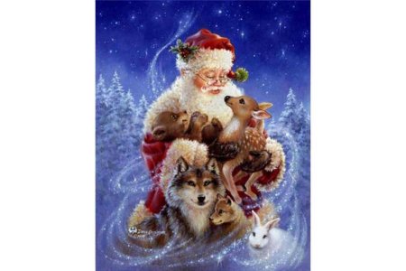 Мозаичная картина стразами КАРОЛИНКА Дед Мороз, 40*50см