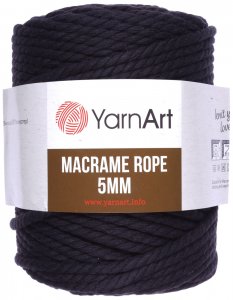 Пряжа YarnArt Macrame Rope 5mm черный (750), 60%хлопок/ 40%вискоза/полиэстер, 85м, 500г