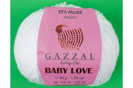 Пряжа Gazzal Baby Love кремовый (1627), 55%модал/45%акрил, 115м, 50г 