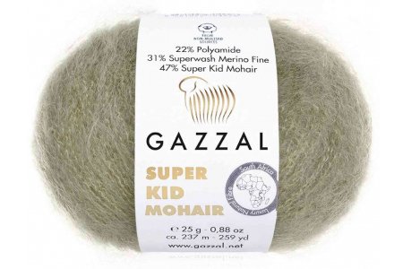 Пряжа Gazzal Super Kid Mohair серобежевый (64407), 31%меринос/47%супер кид мохер/22%полиамид, 237м, 25г