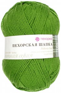 Пряжа Пехорка Пехорская шапка зелёный (434), 85%шерсть мериноса/15%акрил, 200м, 100г