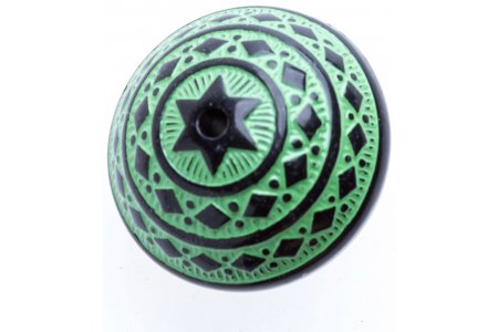 Бусина пластиковая АСТРА круглая, рельефный орнамент, зеленый(003), 28*21мм
