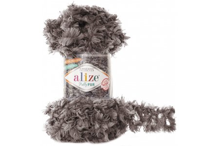 Пряжа Alize Puffy Fur кофе (6105), 100%микрополиэстер, 6м, 100г