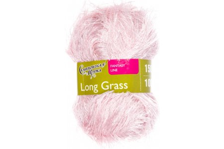 Пряжа Семеновская Long grass бледно-розовый (0033), 100%полиэстер, 150м, 100г