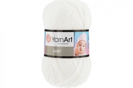 Пряжа Yarnart Baby белый (501), 100%акрил, 150м, 50г