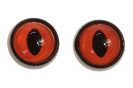 Глаза пластиковые для пришивания на петле, с совиным зрачком, черно-оранжевый, d12мм, 1пара