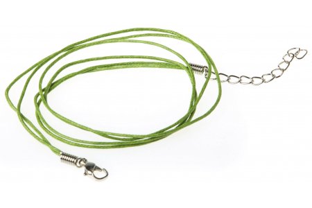 Шнурок вощеный ZLATKA с замком, двойной, тонкий, светло-зеленый, 1мм, 45см