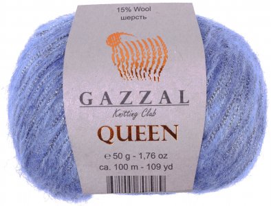 Пряжа Gazzal Queen джинсовый (7337), 15%шерсть/35%полиэстер/15%металлик/35%акрил, 100м, 50г