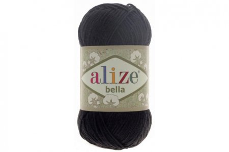 Пряжа Alize Bella 100 черный (60), 100%хлопок, 360м, 100г