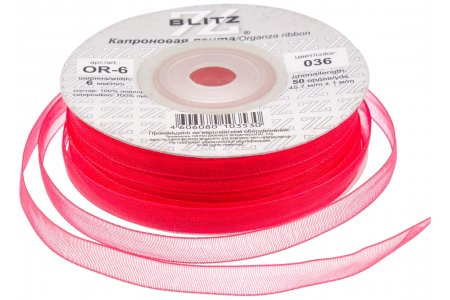 Лента капроновая BLITZ красный(036), 6 мм, 1м