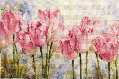 Набор для вышивания крестом АЛИСА Розовые тюльпаны, 40*27см