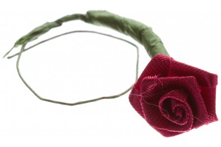 Цветок из ткани на проволоке Атласная роза, винно-красный, 12мм