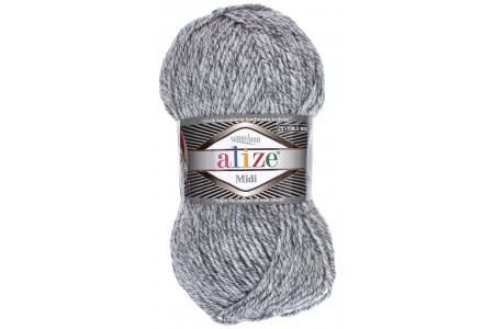 Пряжа Alize Superlana Midi серый меланж(801), 25%шерсть/75%акрил, 170м, 100г