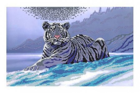 Канва с рисунком для вышивки бисером GLURIYA Белый тигр, 40*25см