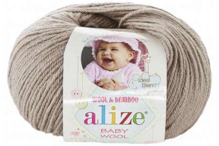 Пряжа Alize Baby Wool холодный бежевый (167), 40%шерсть/20%бамбук/40%акрил, 175м, 50г
