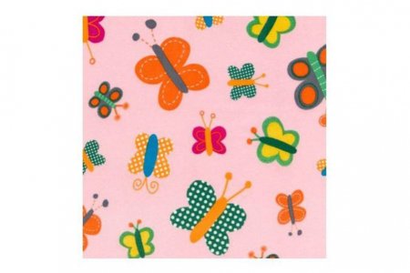 Ткань для пэчворка PEPPY DAYDREAM GIRL FLANNEL PANEL 100%хлопок, PARK аппликации бабочек на розовом, 60*107см
