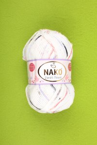 Пряжа Nako Masal Renkli белый-розовый-сирень-черный (32102), 100%акрил, 165м, 100г