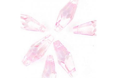 Бусина стеклянная PRECIOSA Биконус граненый, бледно-розовый, 6*15мм