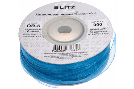 Лента капроновая BLITZ светло-синий(090), 6 мм, 1м