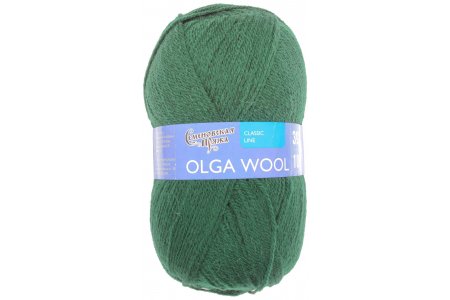 Пряжа Семеновская Olga Wool (Ольга ЧШ) темно-зеленый (62), 95%шерсть/5%акрил, 392м, 100г