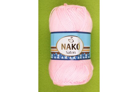 Пряжа Nako Saten светло-розовый (2197), 100%микрофибра, 115м, 50г