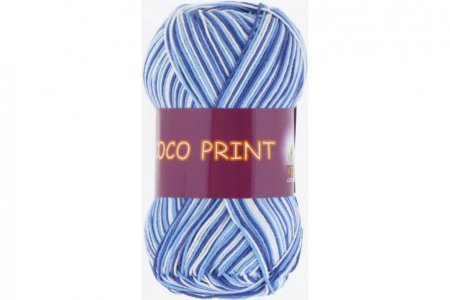 Пряжа Vita cotton Coco Print синий/меланж (4659), 100%мерсеризованный хлопок, 240м, 50г