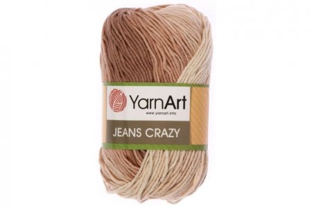 Пряжа YarnArt Jeans CRAZY бежевый-кофейный батик (8201), 55%хлопок/45%акрил, 160м, 50г