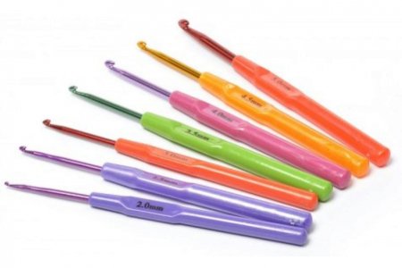 Набор крючков для вязания MAXWELL с пластиковой ручкой, алюминиевые, d2,5-5мм