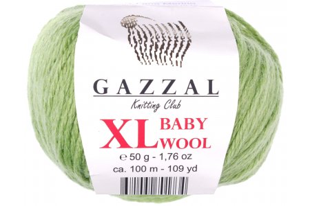 Пряжа Gazzal Baby Wool XL светло-зеленый (838), 40%шерсть мериноса/20%кашемирПА/40%акрил, 100м, 50г